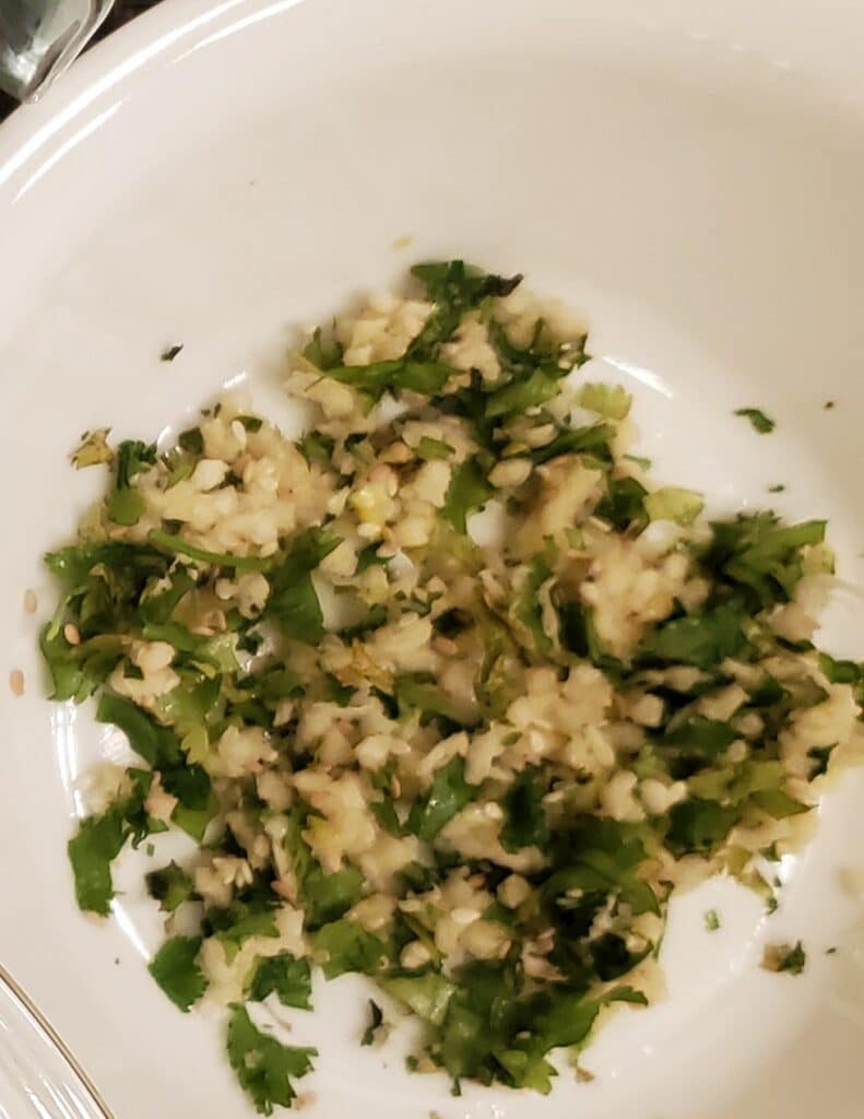 minced garlic and cilantro