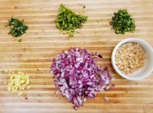 Finely chopped vegetables