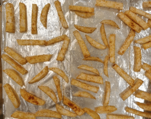 Keto turnip fries on foil