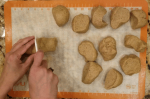 Cut keto yeast risen bread roll dough