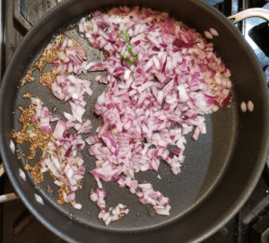 keto pav bhaji - onions and cumin