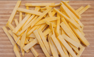 rutabaga cut into fries